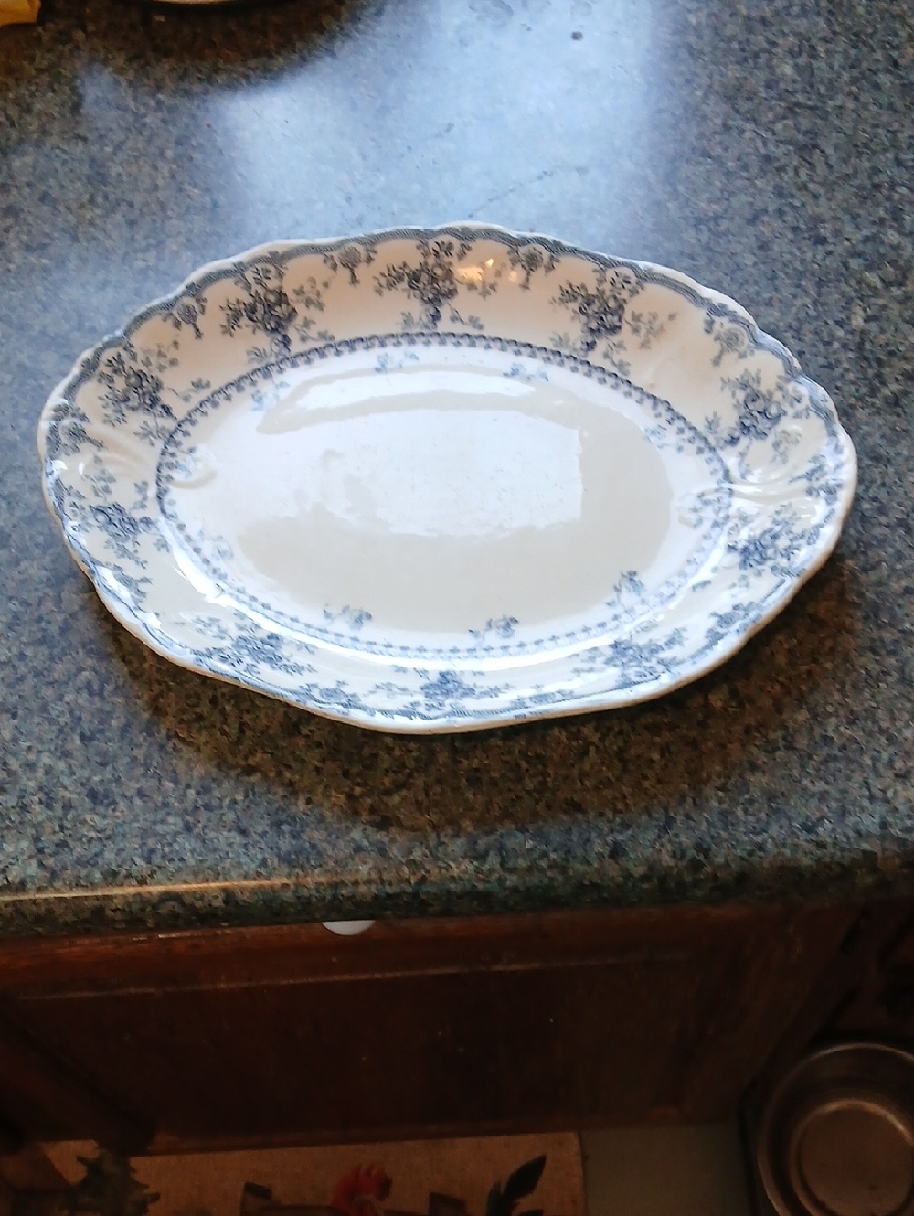England Blue and White Floral Oval Serving Platter - Decorative Fine China